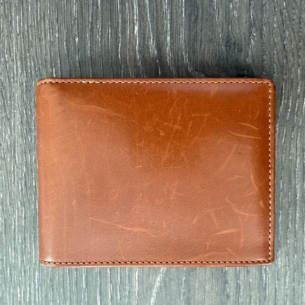 Coach Brown Leather Mens Bifold Wallet Genuine Leather Minimalist Quiet Luxury